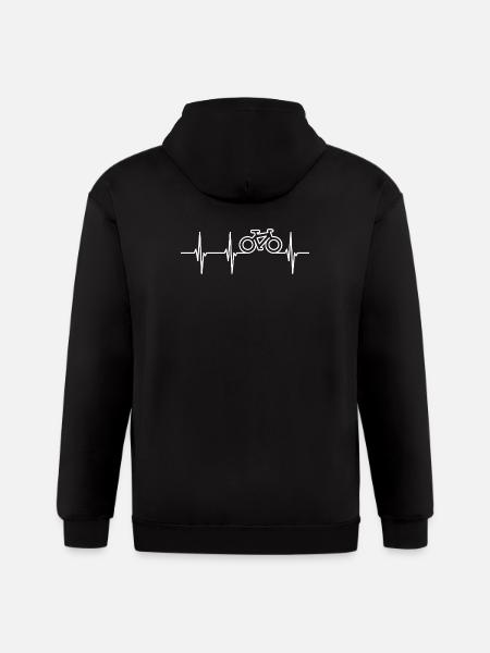 Heartbeat Biker ECG - Gildan Heavy Blend Adult Zip Hoodie - black