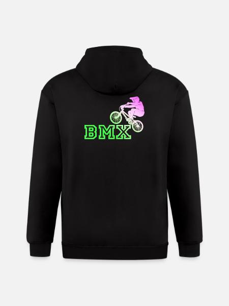 Neon BMX Rider Emblem - Gildan Heavy Blend Adult Zip Hoodie - black