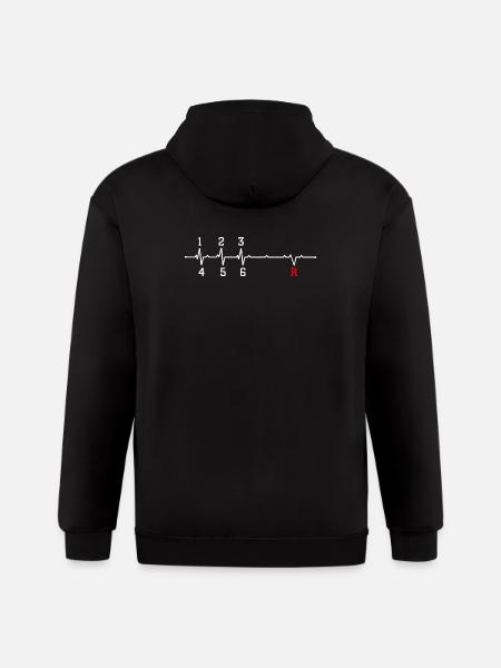 Red R Pulse ECG Rhythm - Gildan Heavy Blend Adult Zip Hoodie - black
