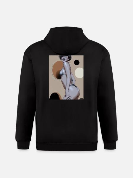 Retro Pinup Circle Print - Gildan Heavy Blend Adult Zip Hoodie - black