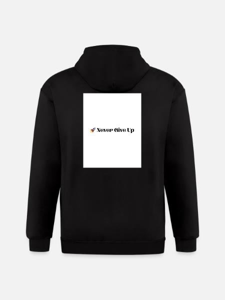 Never Give Up - Gildan Heavy Blend Adult Zip Hoodie - black