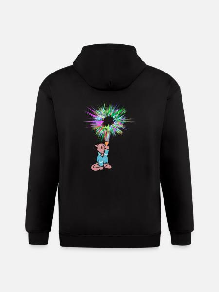 Cat with flashlight - Gildan Heavy Blend Adult Zip Hoodie - black