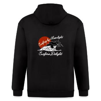 Surfing by Moonlight Surfer's Delight - Gildan Heavy Blend Adult Zip Hoodie - black - Back - Nick (188cm)