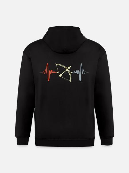 Bow Heartbeat - Gildan Heavy Blend Adult Zip Hoodie - black