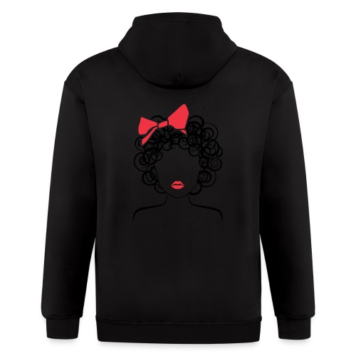 Coily Girl with Red Bow_Global Couture_logo Long S - Men's Zip Hoodie