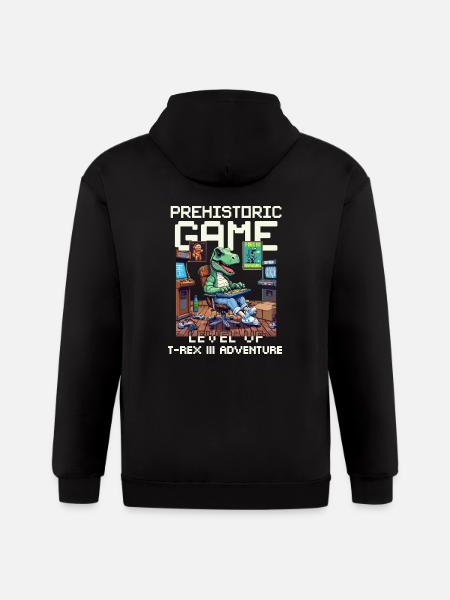 t-rex prehistoric game - Gildan Heavy Blend Adult Zip Hoodie - black