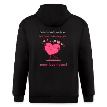 You're the 'Write' One for Me-Teacher's Valentine - Gildan Heavy Blend Adult Zip Hoodie - black - Back - Nick (188cm)