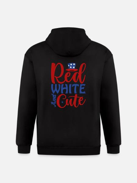 Red White And Cute - Gildan Heavy Blend Adult Zip Hoodie - black