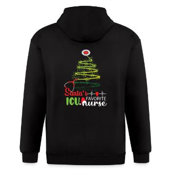 Santa s Favorite Icu Nurse Icu Nurse Christmas - Gildan Heavy Blend Adult Zip Hoodie - black - Back - Nick (188cm)