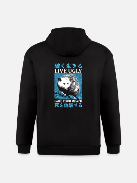 Live Ugly Japanese Opossum - Gildan Heavy Blend Adult Zip Hoodie - black
