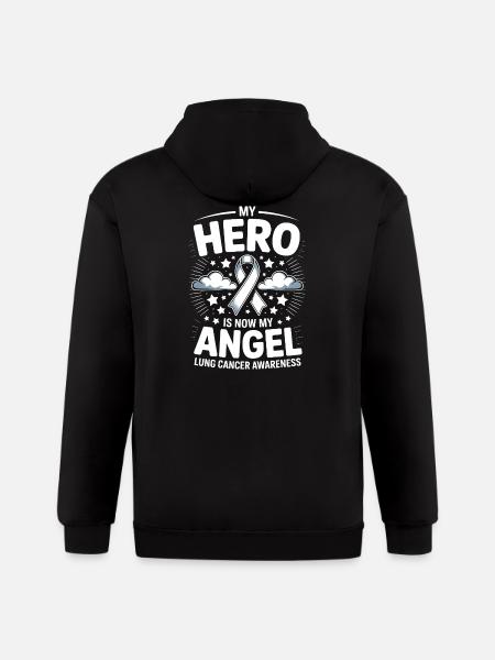 Lung Cancer Awareness Hero Design - Gildan Heavy Blend Adult Zip Hoodie - black