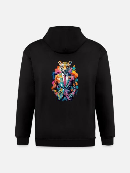 Cheetah in suit - Gildan Heavy Blend Adult Zip Hoodie - black