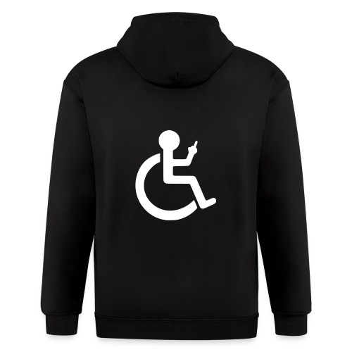 Wheelchair user holding up the middle finger * - Men's Zip Hoodie