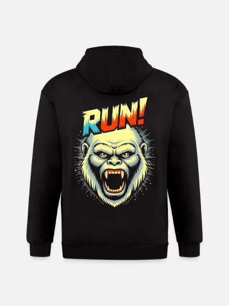 RUN! – Screaming Yeti Face - Gildan Heavy Blend Adult Zip Hoodie - black
