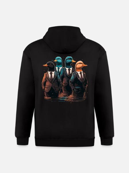 Funny Ducks in Suits - Gildan Heavy Blend Adult Zip Hoodie - black