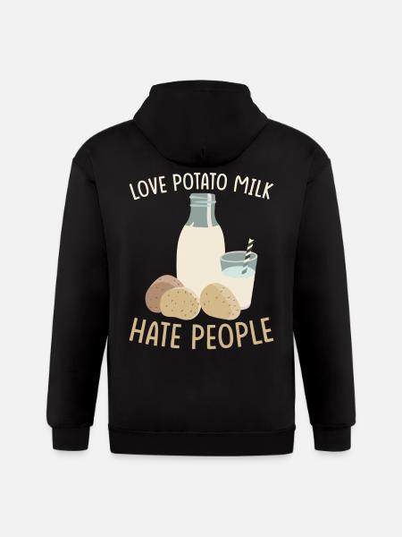 Potato Milk Saying - Gildan Heavy Blend Adult Zip Hoodie - black