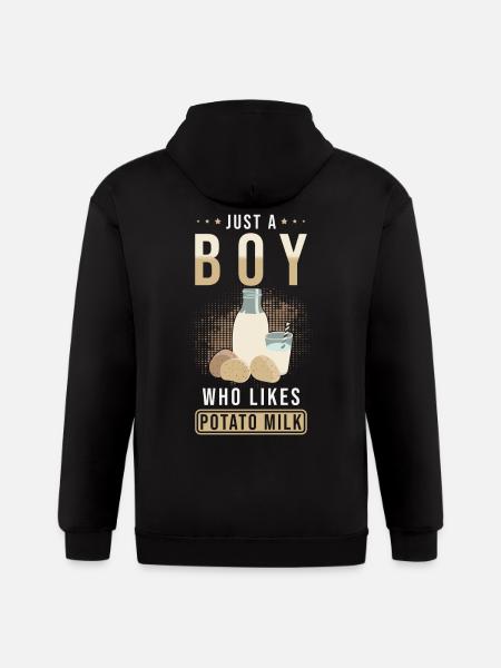 Potato Milk Saying - Gildan Heavy Blend Adult Zip Hoodie - black