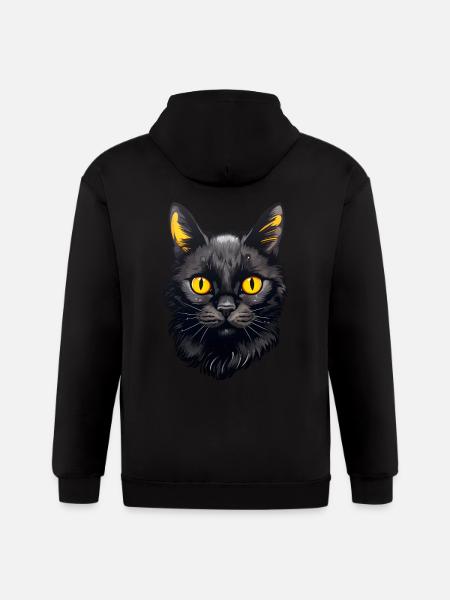 Black Cat face - Gildan Heavy Blend Adult Zip Hoodie - black
