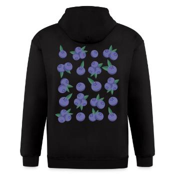 Blueberry Berry Fruit Pattern - Gildan Heavy Blend Adult Zip Hoodie - black - Back - Nick (188cm)