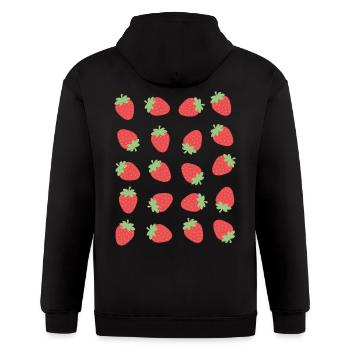 Strawberry Berry Fruit Pattern - Gildan Heavy Blend Adult Zip Hoodie - black - Back - Nick (188cm)