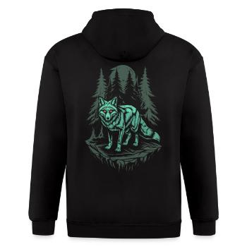 Dark Cottagecore Wolf Under Moonlight - Gildan Heavy Blend Adult Zip Hoodie - black - Back - Nick (188cm)