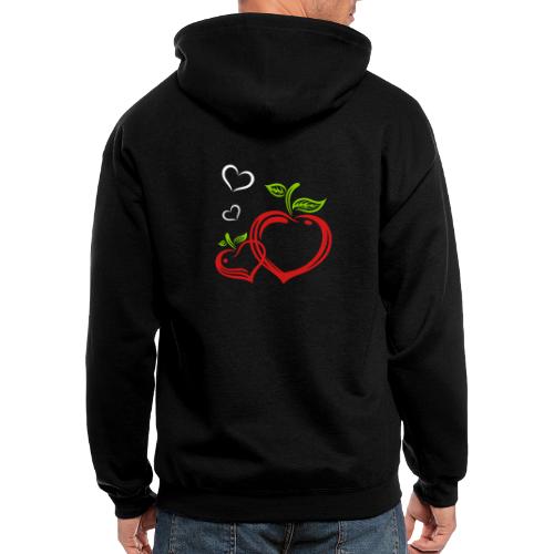 Two apples in heart shape, autumn, fruits, love. - Men's Zip Hoodie