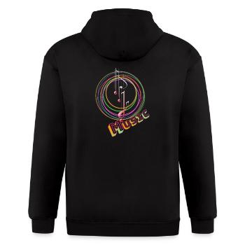 Musical Note - Gildan Heavy Blend Adult Zip Hoodie - black - Back - Nick (188cm)