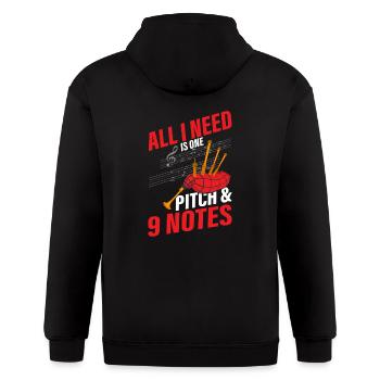 All I Need Is One Pitch & 9 Notes Bagpiper Bagpipe - Gildan Heavy Blend Adult Zip Hoodie - black - Back - Nick (188cm)