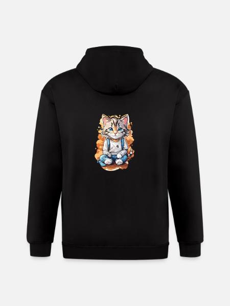Cute Cat - Gildan Heavy Blend Adult Zip Hoodie - black
