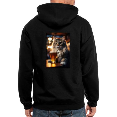 Bright Eyed Beer Cat - Men's Zip Hoodie