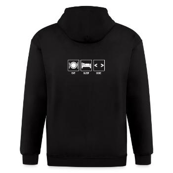 V1 Eat Sleep Code - Gildan Heavy Blend Adult Zip Hoodie - black - Back - Nick (188cm)