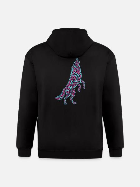Howling Wolf Calligraffiti - Gildan Heavy Blend Adult Zip Hoodie - black