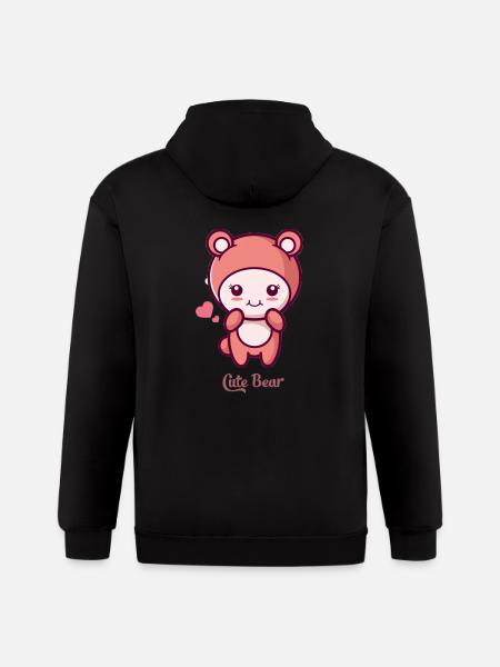 Cute Bear 1 1 - Gildan Heavy Blend Adult Zip Hoodie - black