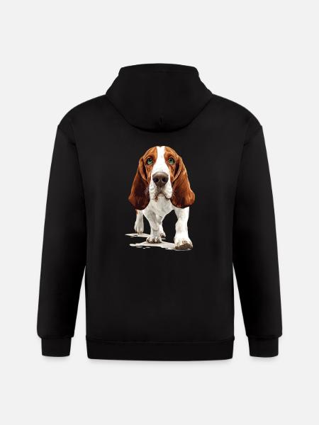 Basset Hound - Gildan Heavy Blend Adult Zip Hoodie - black