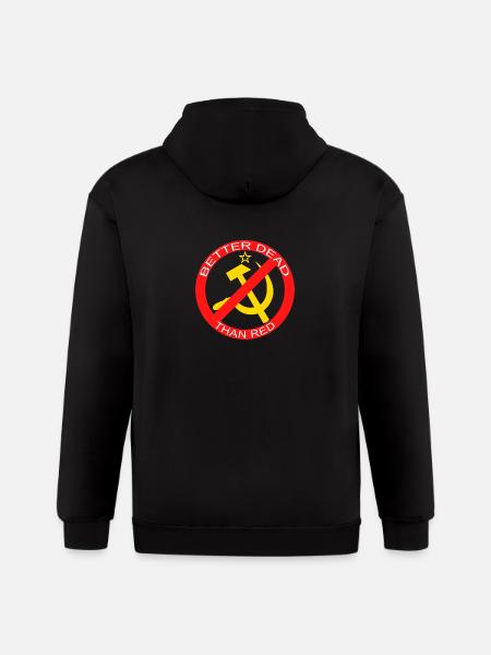 Better Dead Than Red Hammer and Sickle - Gildan Heavy Blend Adult Zip Hoodie - black
