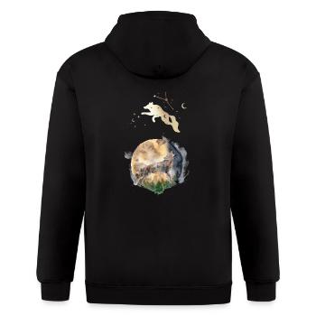 Wolf Moon Magic - Gildan Heavy Blend Adult Zip Hoodie - black - Back - Nick (188cm)