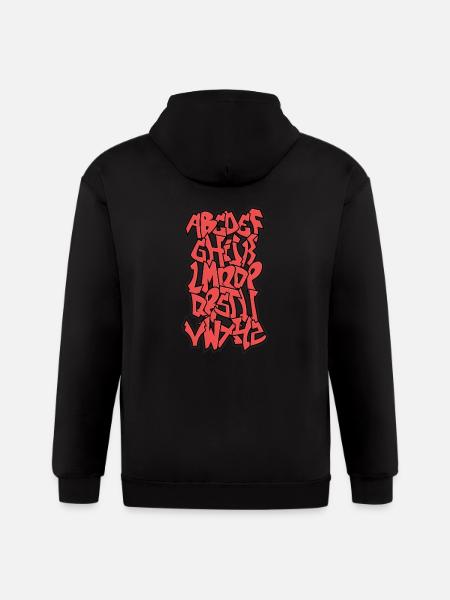 cool alphabet in gravity font - Gildan Heavy Blend Adult Zip Hoodie - black