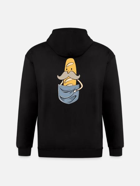 French Bread Baguette Bread Man - Gildan Heavy Blend Adult Zip Hoodie - black