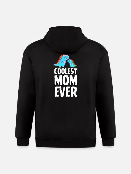 Coolest Mom Ever Dino Tee - Gildan Heavy Blend Adult Zip Hoodie - black