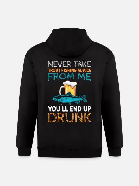 Never take Trout Fishing - Gildan Heavy Blend Adult Zip Hoodie - black