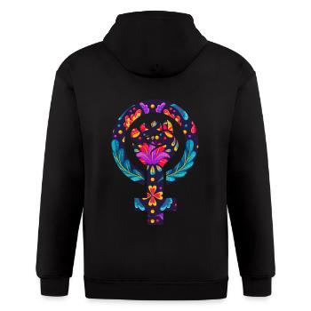 Women´s Symbol Feminist Feminism Girl Power - Gildan Heavy Blend Adult Zip Hoodie - black - Back - Nick (188cm)