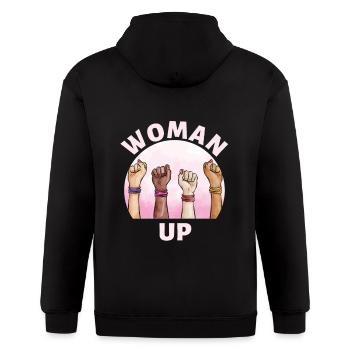 Woman Up Feminist Female Feminism Gift - Gildan Heavy Blend Adult Zip Hoodie - black - Back - Nick (188cm)