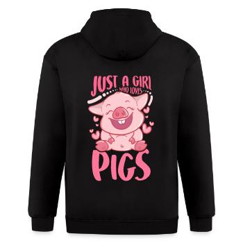 Adorable Just a Girl Who Loves Pigs Cute Piglet - Gildan Heavy Blend Adult Zip Hoodie - black - Back - Nick (188cm)