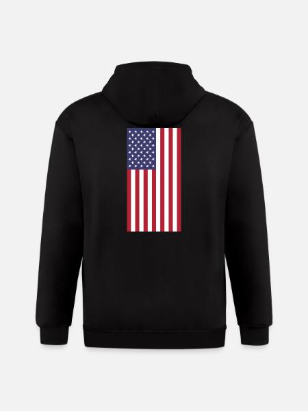 USA Flag, vertical - Gildan Heavy Blend Adult Zip Hoodie - black