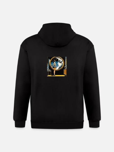 Girl moon clock - Gildan Heavy Blend Adult Zip Hoodie - black