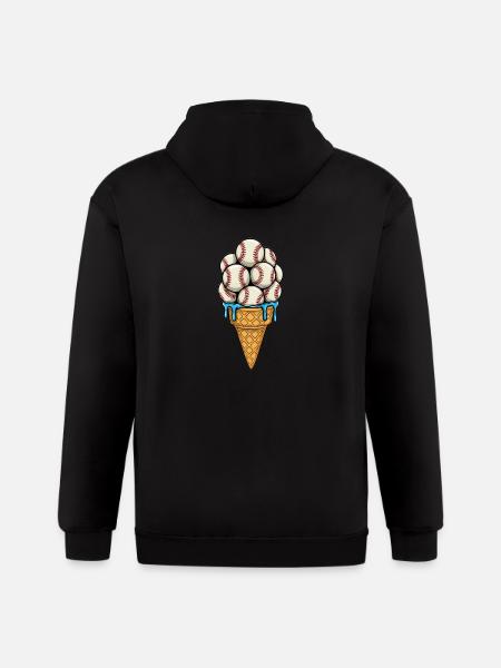 Baseball Ice Cream Cone - Gildan Heavy Blend Adult Zip Hoodie - black