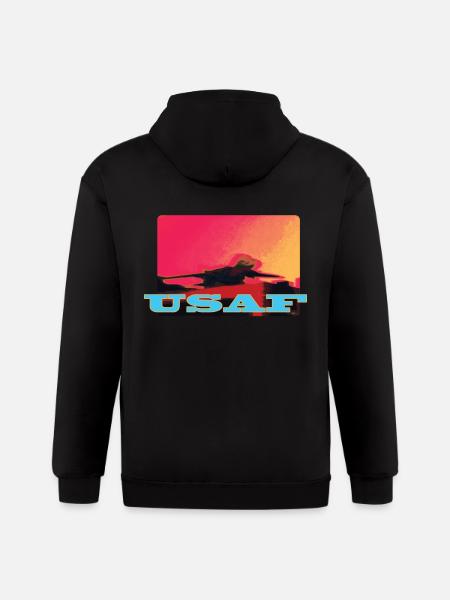 USAF F-14 Tomcat Airplane - Gildan Heavy Blend Adult Zip Hoodie - black