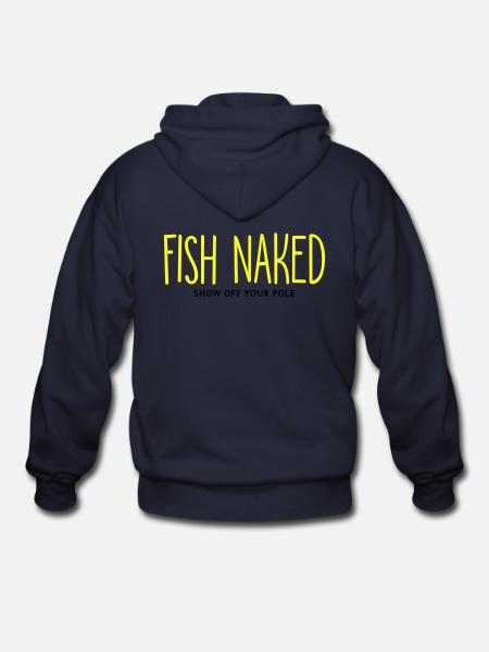 Fish Naked Show Off Your Pole - Gildan Heavy Blend Adult Zip Hoodie - navy