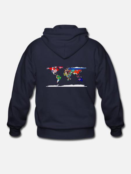 Flag Map Of The World - Gildan Heavy Blend Adult Zip Hoodie - navy