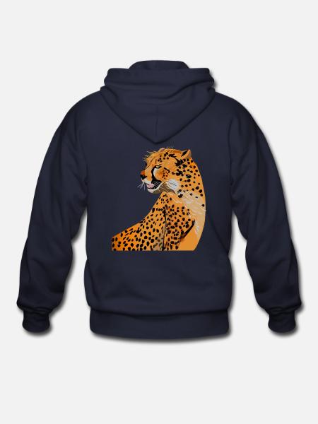 Cheetah - Gildan Heavy Blend Adult Zip Hoodie - navy